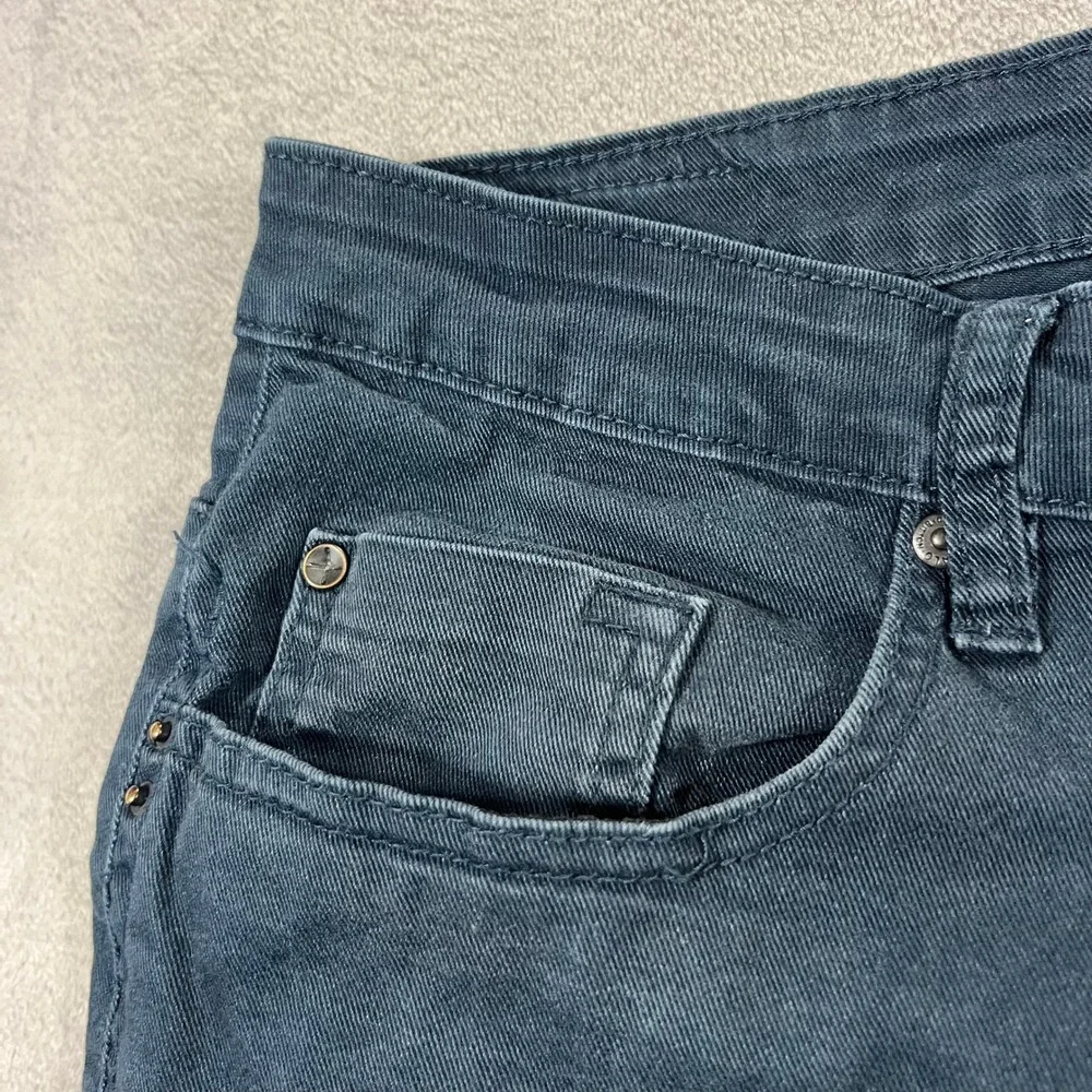 DAVID BITTON BUFFALO Sam-X Slim Straight Jeans Mens 34x32 Teal Blue Stretch Pant